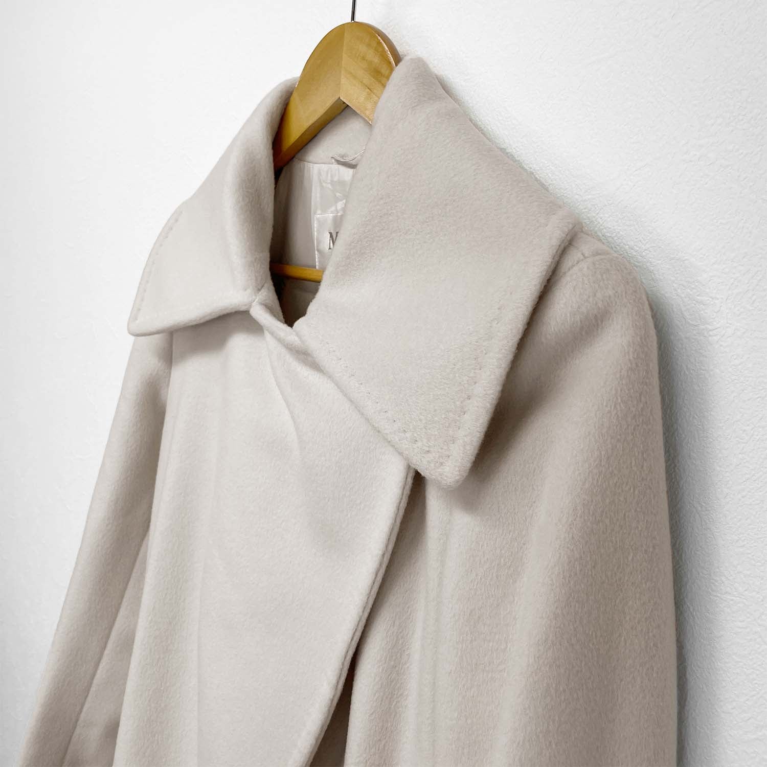 MAXMARA マックスマーラ 38 カシミヤ混 ガウンコート マキシ丈 ロング 白タグ オフホワイト
