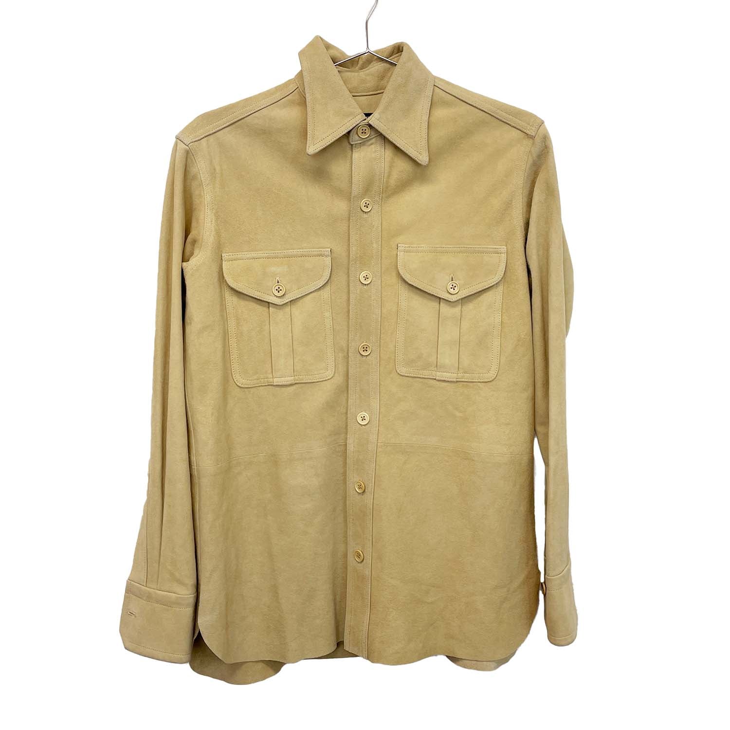 RALPH LAUREN ラルフローレン サイズ7 レザーシャツ ベージュ 羊革 メンズSサイズ程度
