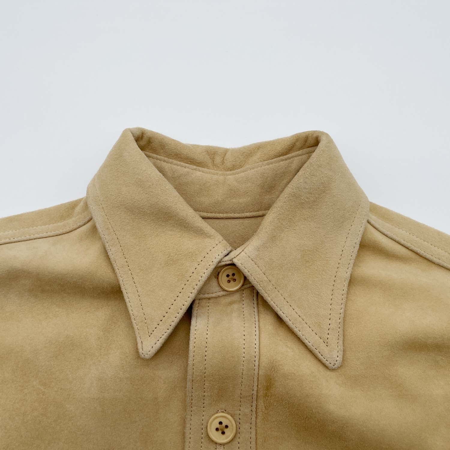 RALPH LAUREN ラルフローレン サイズ7 レザーシャツ ベージュ 羊革 メンズSサイズ程度
