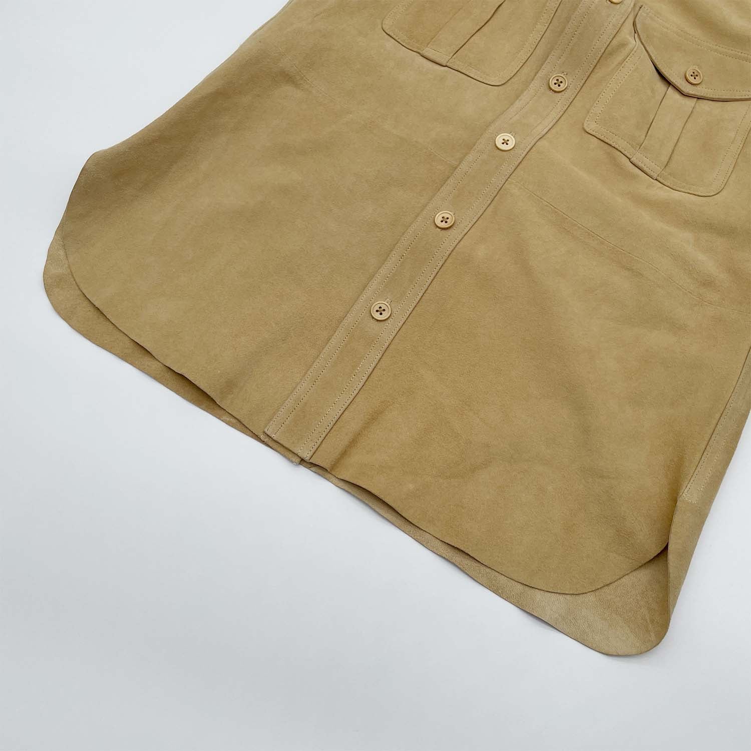 RALPH LAUREN ラルフローレン サイズ7 レザーシャツ ベージュ 羊革 メンズSサイズ程度