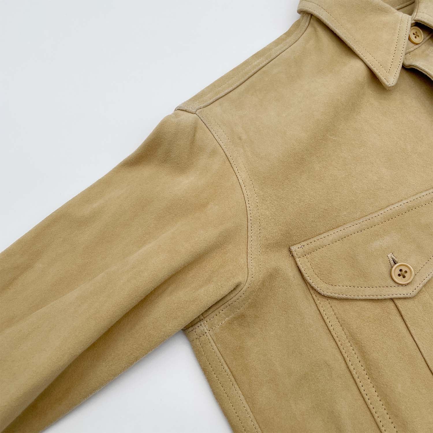 RALPH LAUREN ラルフローレン サイズ7 レザーシャツ ベージュ 羊革 メンズSサイズ程度