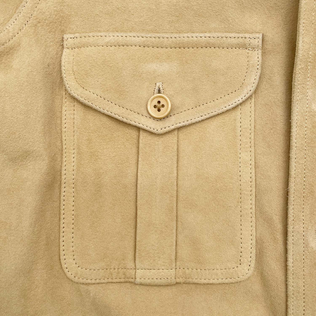 RALPH LAUREN ラルフローレン サイズ7 レザーシャツ ベージュ 羊革 メンズSサイズ程度
