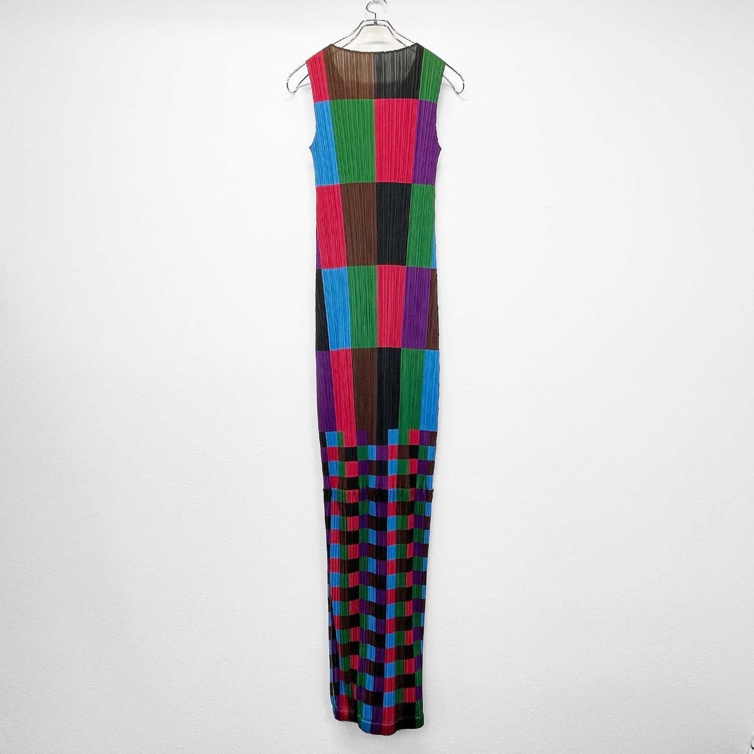 PLEATS PLEASE サイズ2 プリーツプリーズ イッセイミヤケ ワンピース チェック マルチカラー