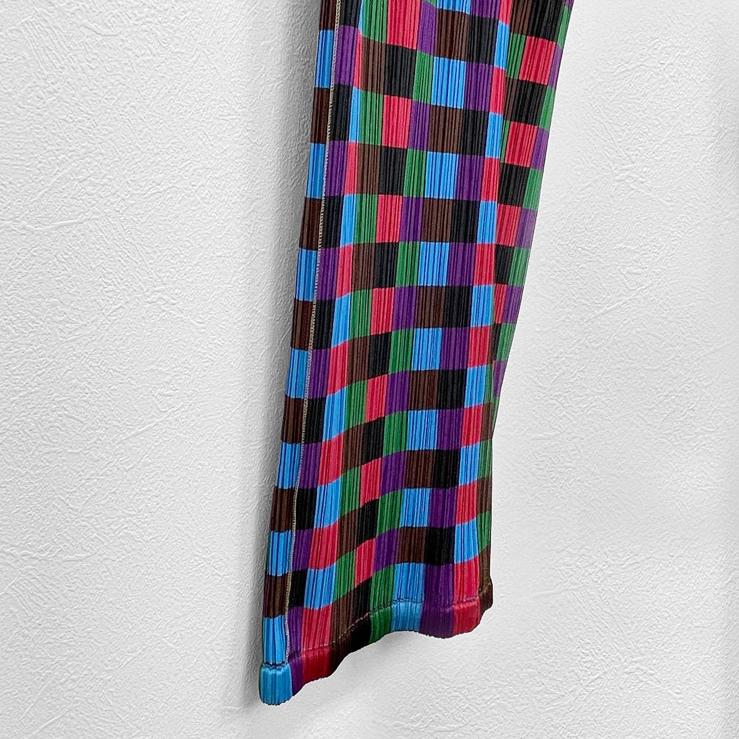 PLEATS PLEASE サイズ2 プリーツプリーズ イッセイミヤケ ワンピース チェック マルチカラー