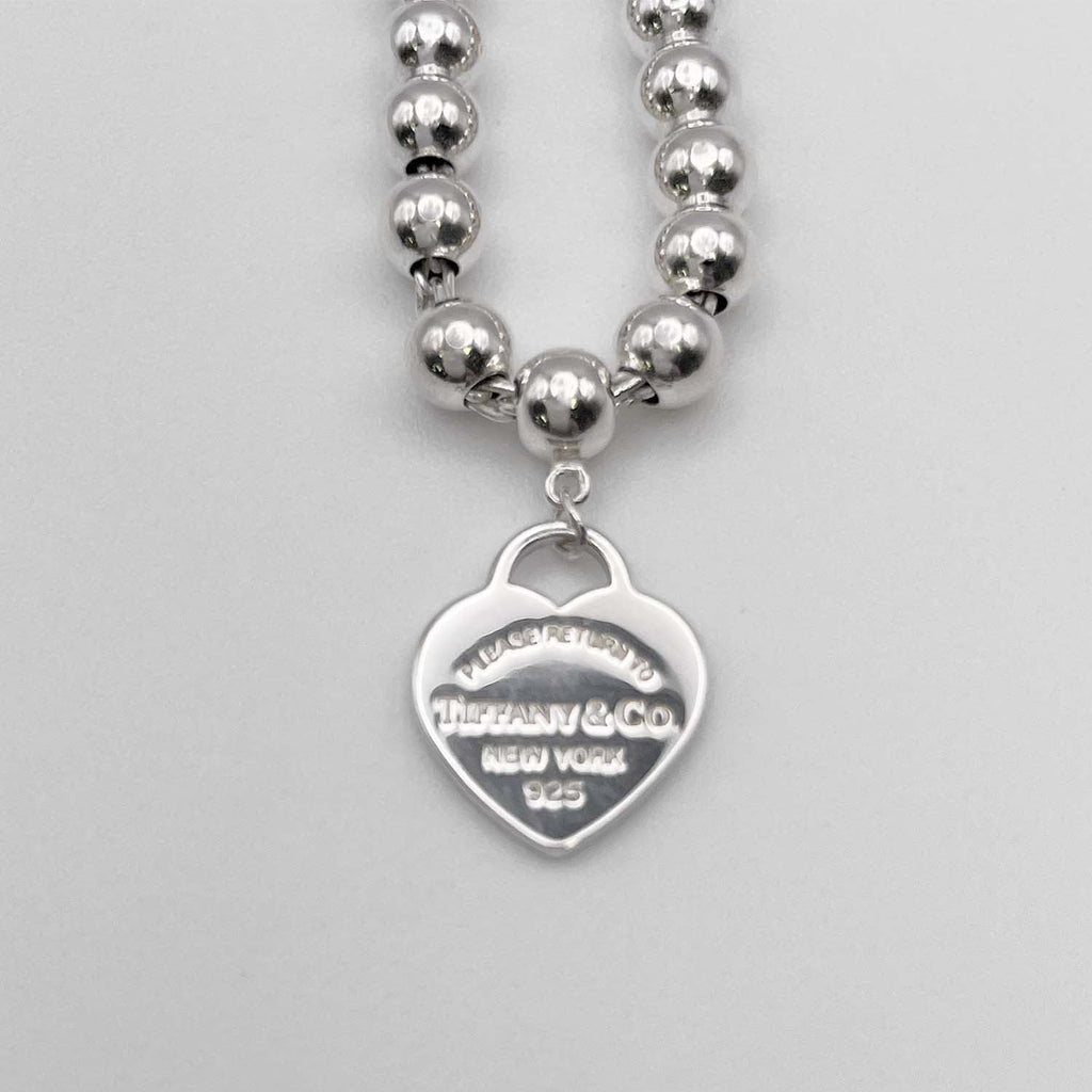 Tiffany&Co. ティファニー 16.5cm ブルー ハート タグ ビーズ ブレスレット SV925