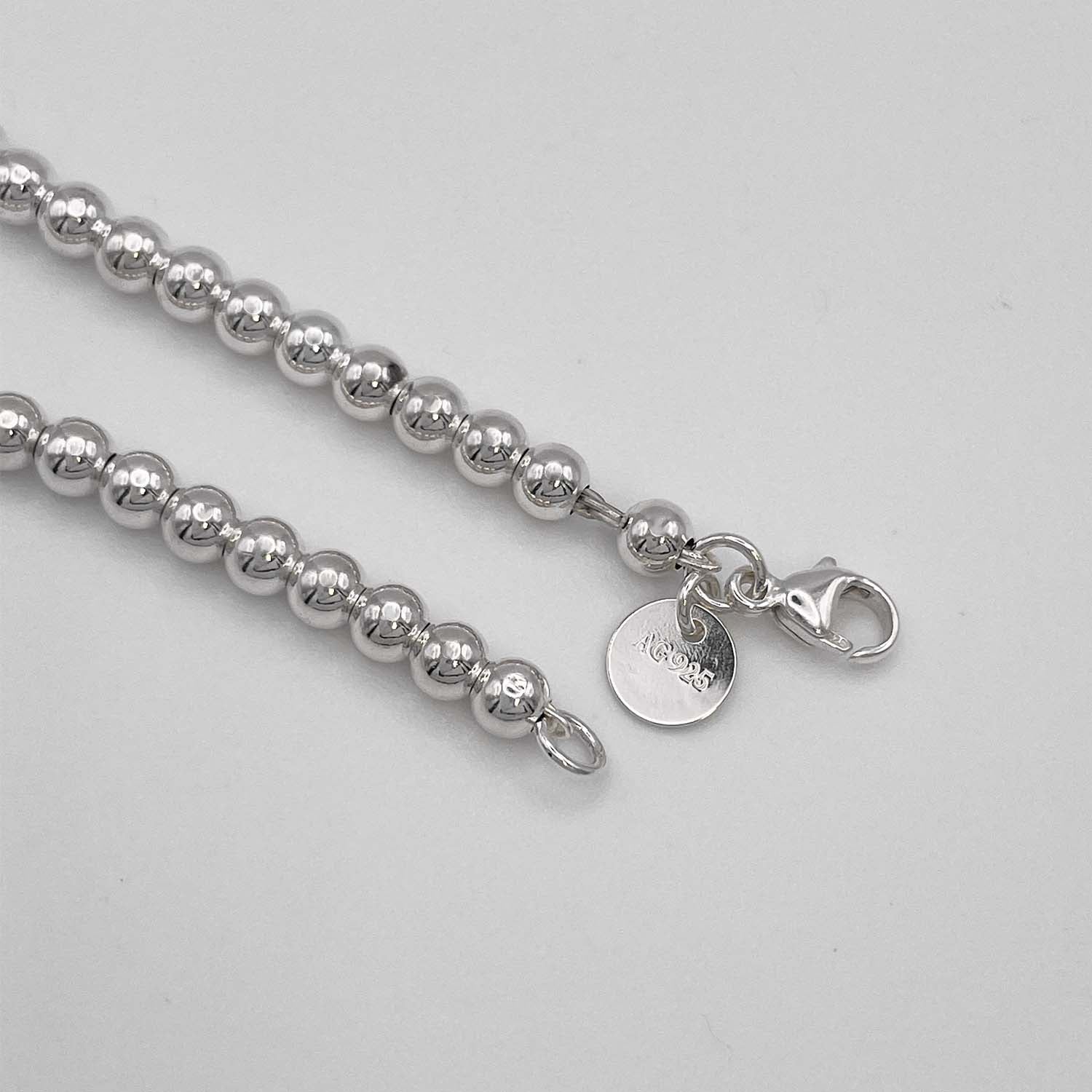 Tiffany&Co. ティファニー 16.5cm ブルー ハート タグ ビーズ ブレスレット SV925