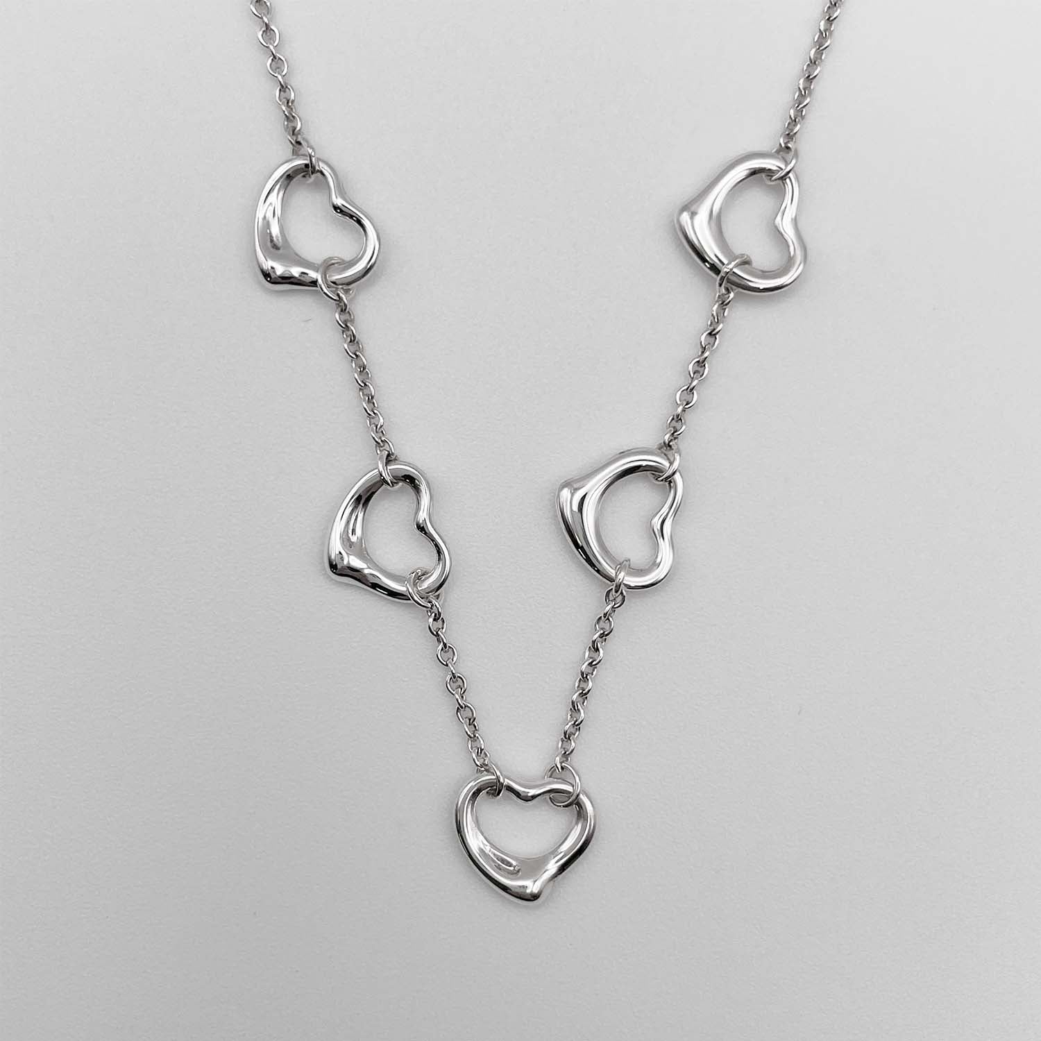 Tiffany&Co. ティファニー オープンハート 5P ネックレス SV925 新品仕上済