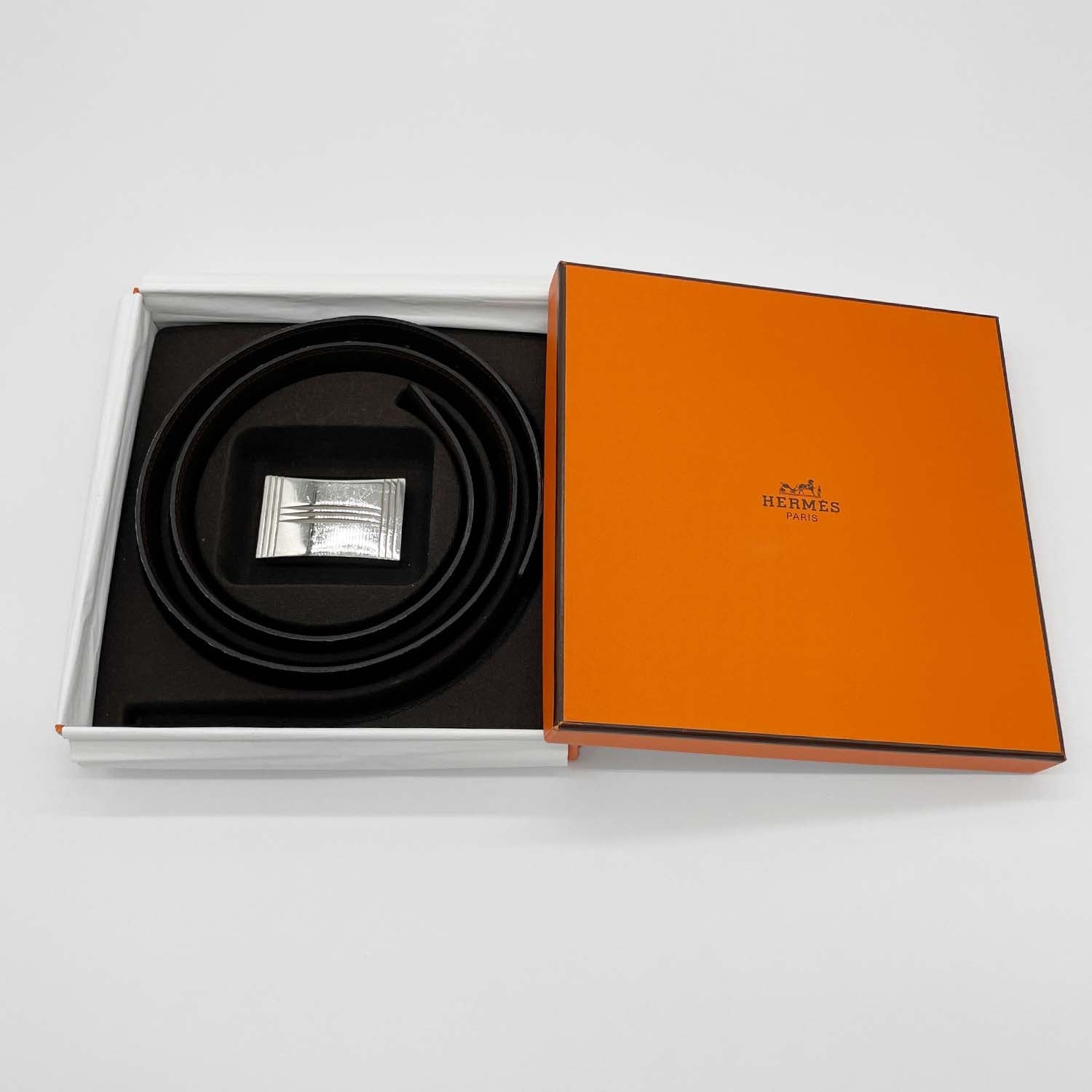 HERMES エルメス ベルト 85cm カデナバックル レザー 2013年製 リバーシブル 茶 黒