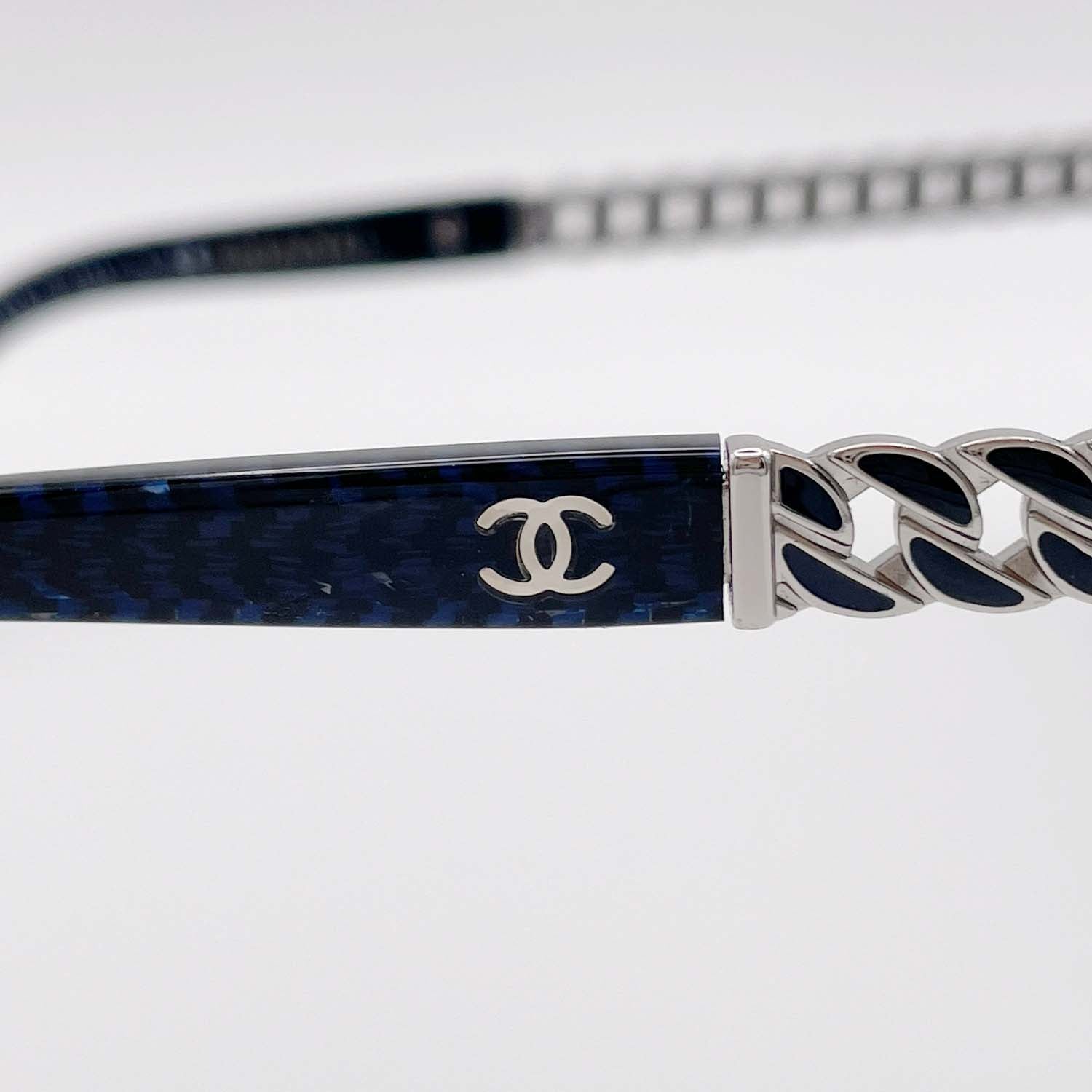CHANEL シャネル サングラス チェーン 5304 オーバーサイズ ブルー アイウェア