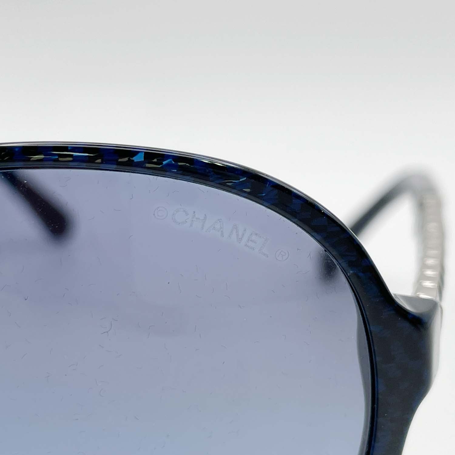 CHANEL シャネル サングラス チェーン 5304 オーバーサイズ ブルー アイウェア