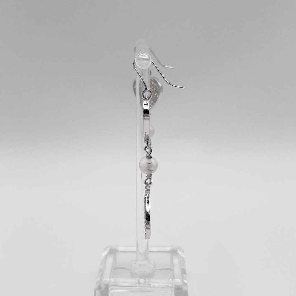 Dior ディオール ハート ピアス ロゴ ラインストーン スイング シルバー