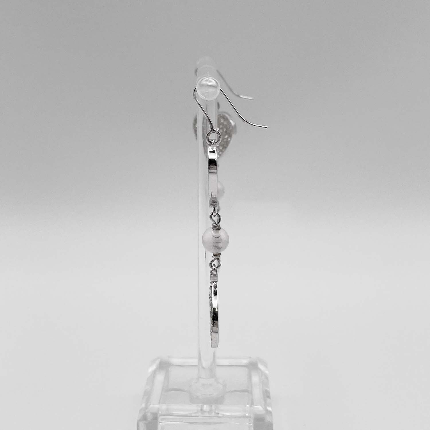 Dior ディオール ハート ピアス ロゴ ラインストーン スイング シルバー