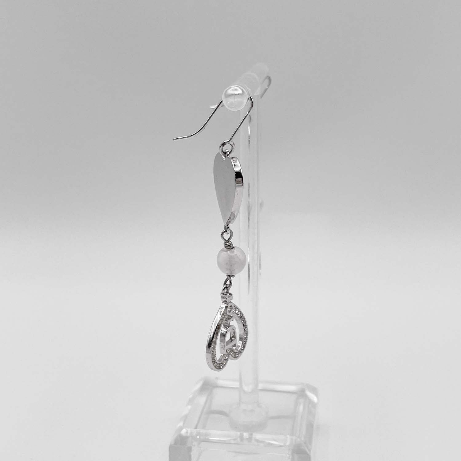 Dior ディオール ハート ピアス ロゴ ラインストーン スイング シルバー