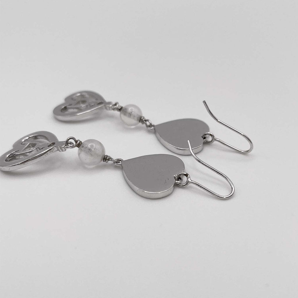 Dior ディオール ハート ピアス ロゴ ラインストーン スイング シルバー