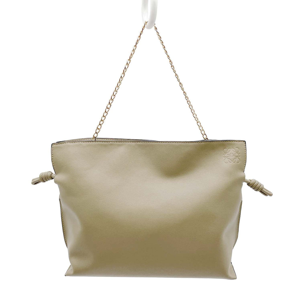 LOEWE ロエベ フラメンコクラッチ 巾着バッグ 社外ストラップ付 ベージュ