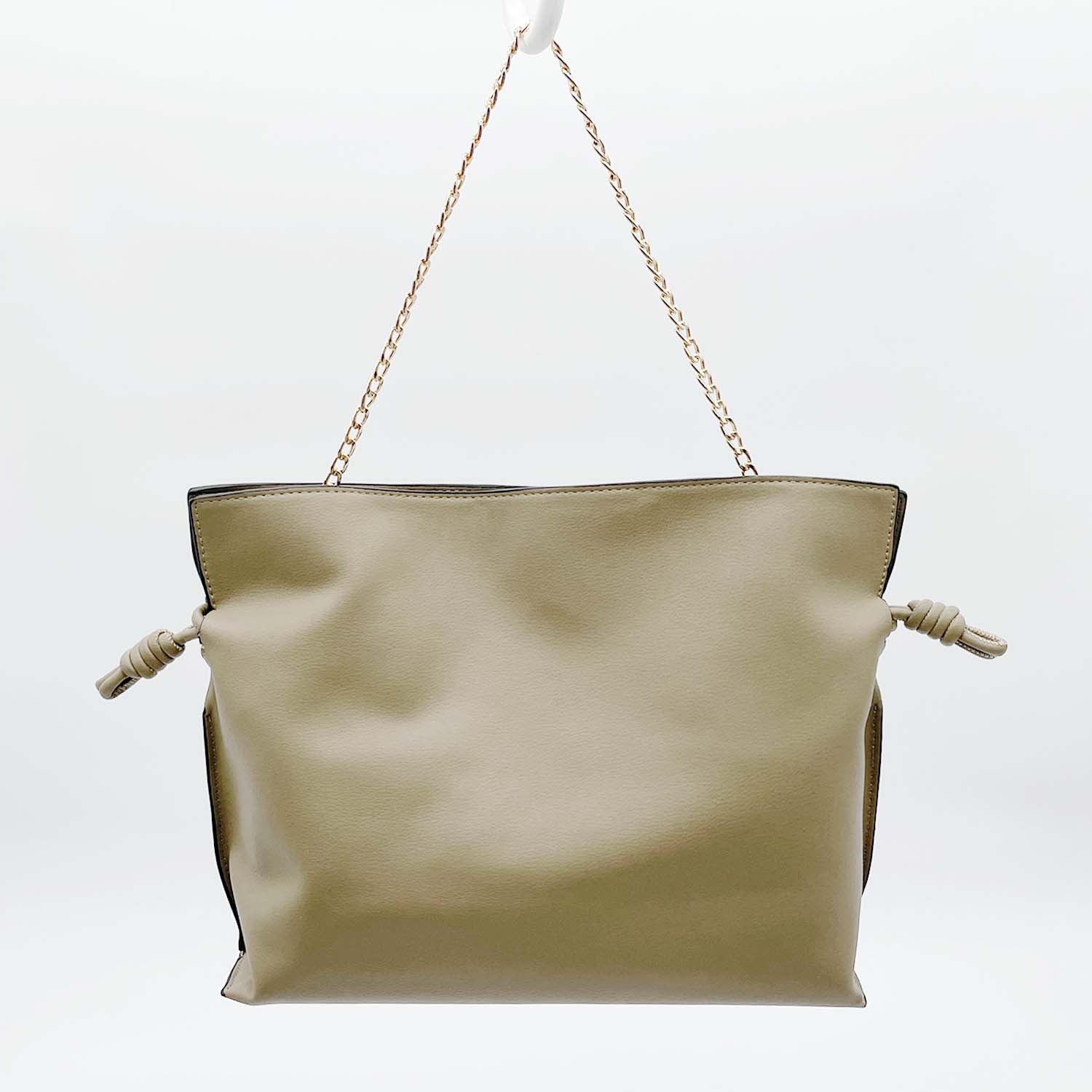 LOEWE ロエベ フラメンコクラッチ 巾着バッグ 社外ストラップ付 ベージュ