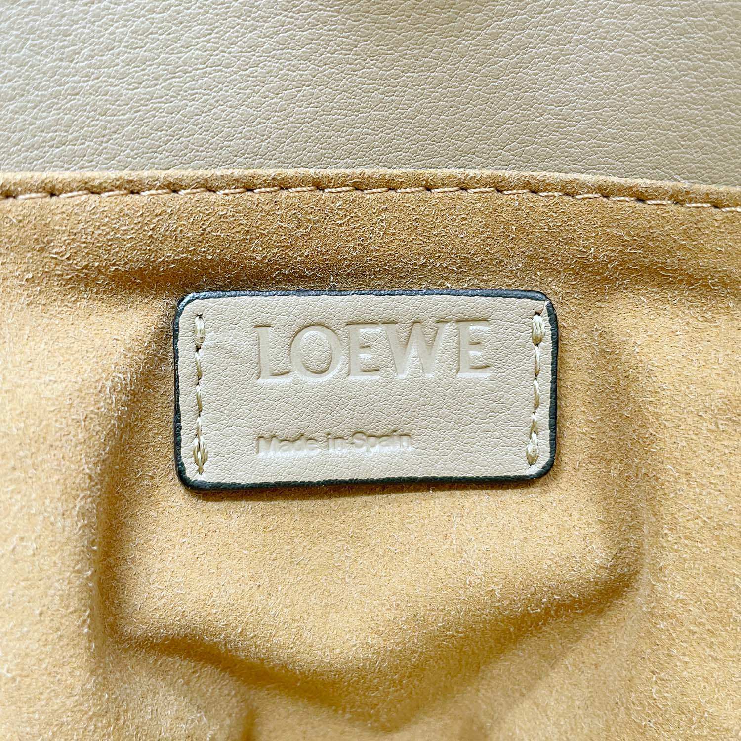LOEWE ロエベ フラメンコクラッチ 巾着バッグ 社外ストラップ付 ベージュ