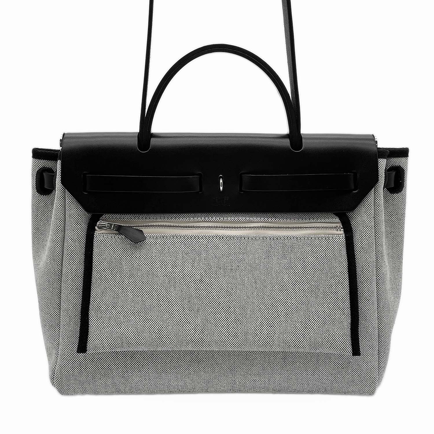 HERMES エルメス エールバッグジップPM 2WAYバッグ ブラックSV金具 W刻印 内縫い