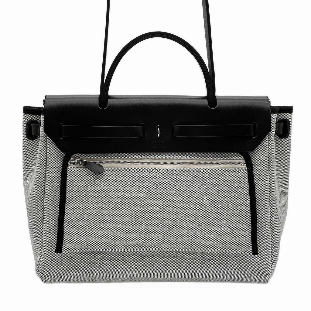 HERMES エルメス エールバッグジップPM 2WAYバッグ ブラックSV金具 W刻印 内縫い