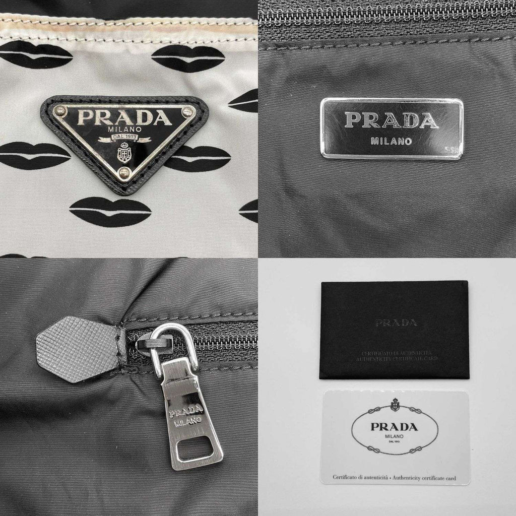 PRADA プラダ ナイロン エコバッグ トート リップ柄 リバーシブル 三角 トライアングルロゴ