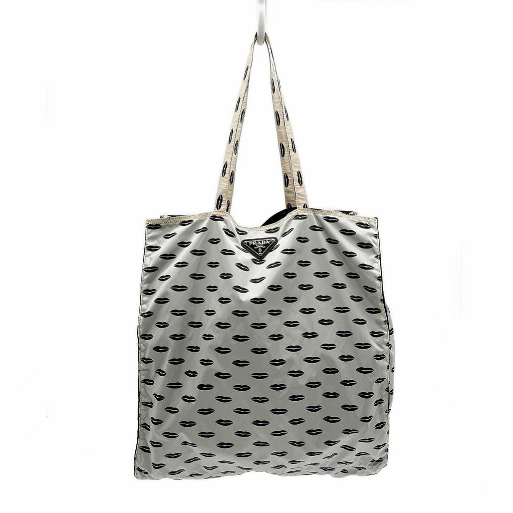 PRADA プラダ ナイロン エコバッグ トート リップ柄 リバーシブル 三角 トライアングルロゴ