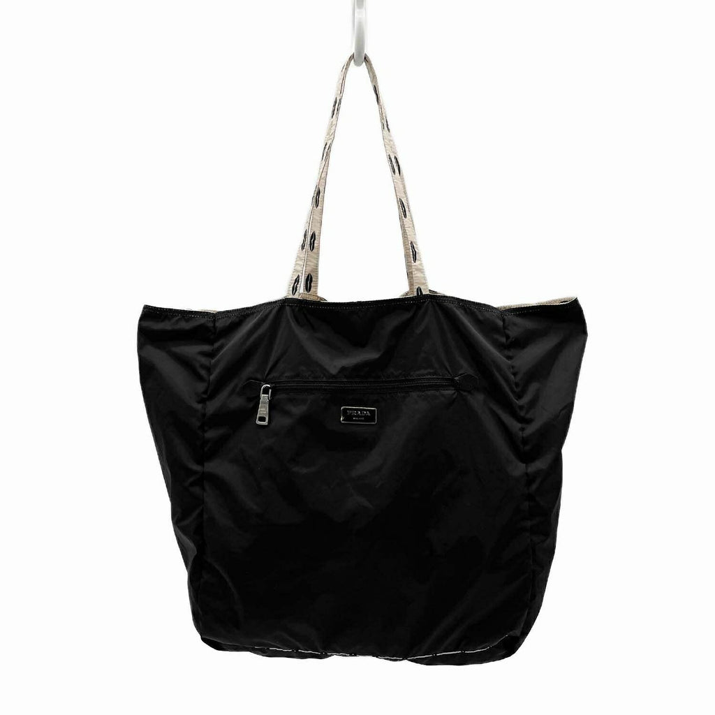 PRADA プラダ ナイロン エコバッグ トート リップ柄 リバーシブル 三角 トライアングルロゴ