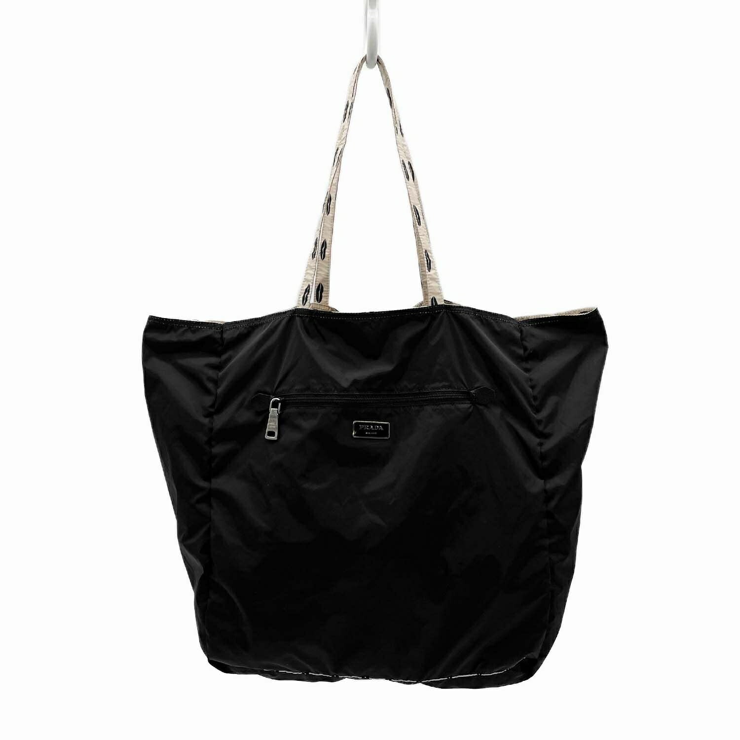 PRADA プラダ ナイロン エコバッグ トート リップ柄 リバーシブル 三角 トライアングルロゴ