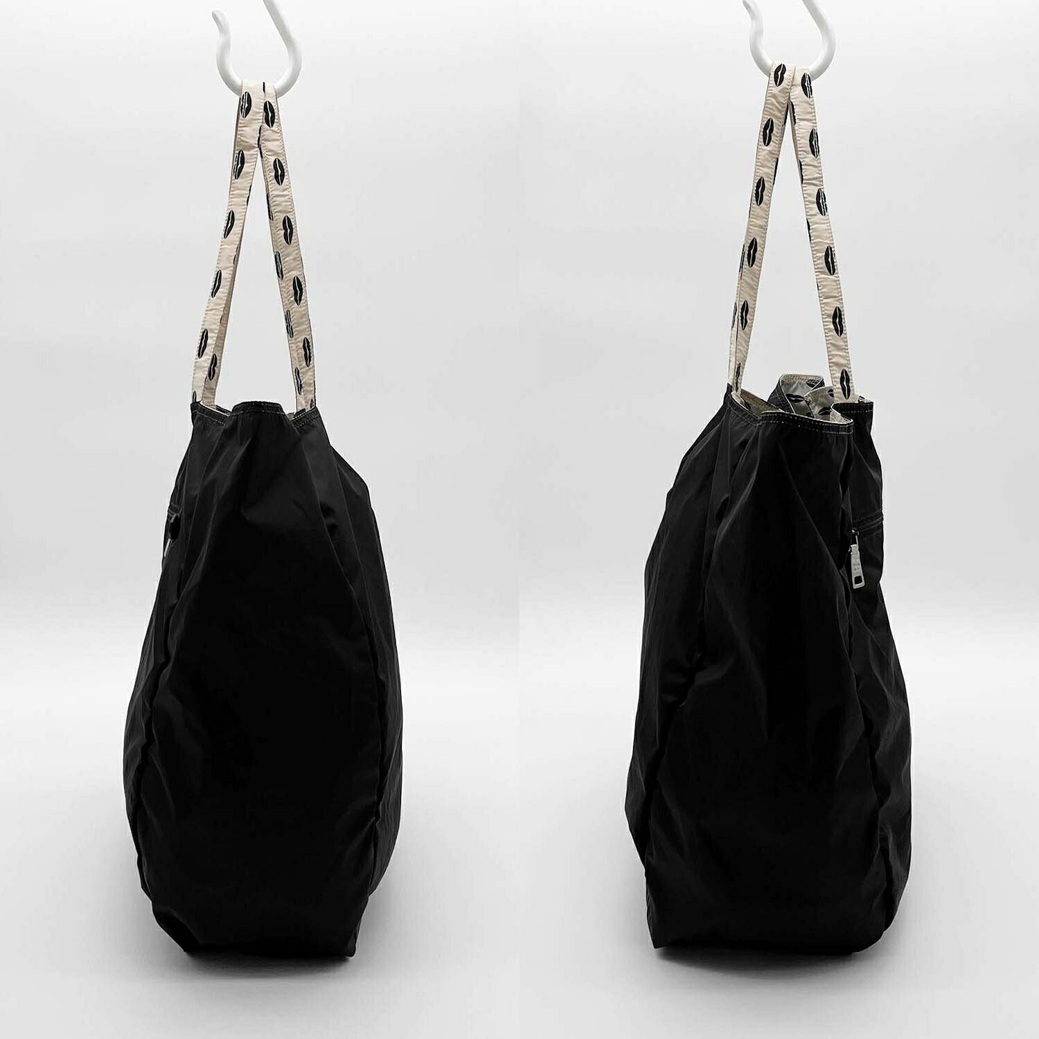 PRADA プラダ ナイロン エコバッグ トート リップ柄 リバーシブル 三角 トライアングルロゴ