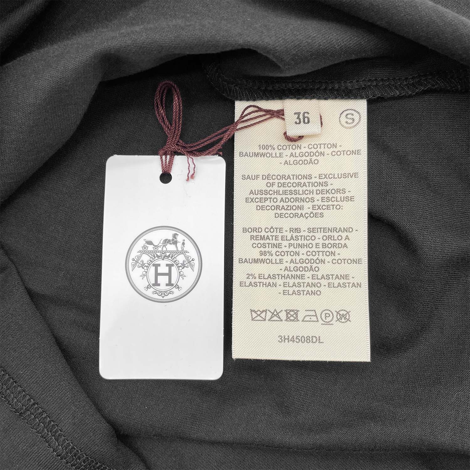 HERMES エルメス サイズ36 ワンピース Hロゴ刺繍ポケット ロング丈Tシャツ タグ付き新品