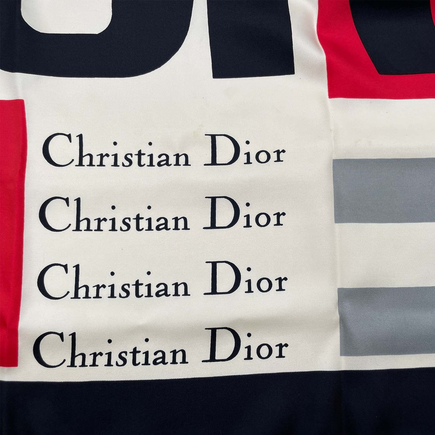 Dior ディオール 90cm×88cm 大判 スカーフ シルク ロゴ モダンアート柄 ヴィンテージ