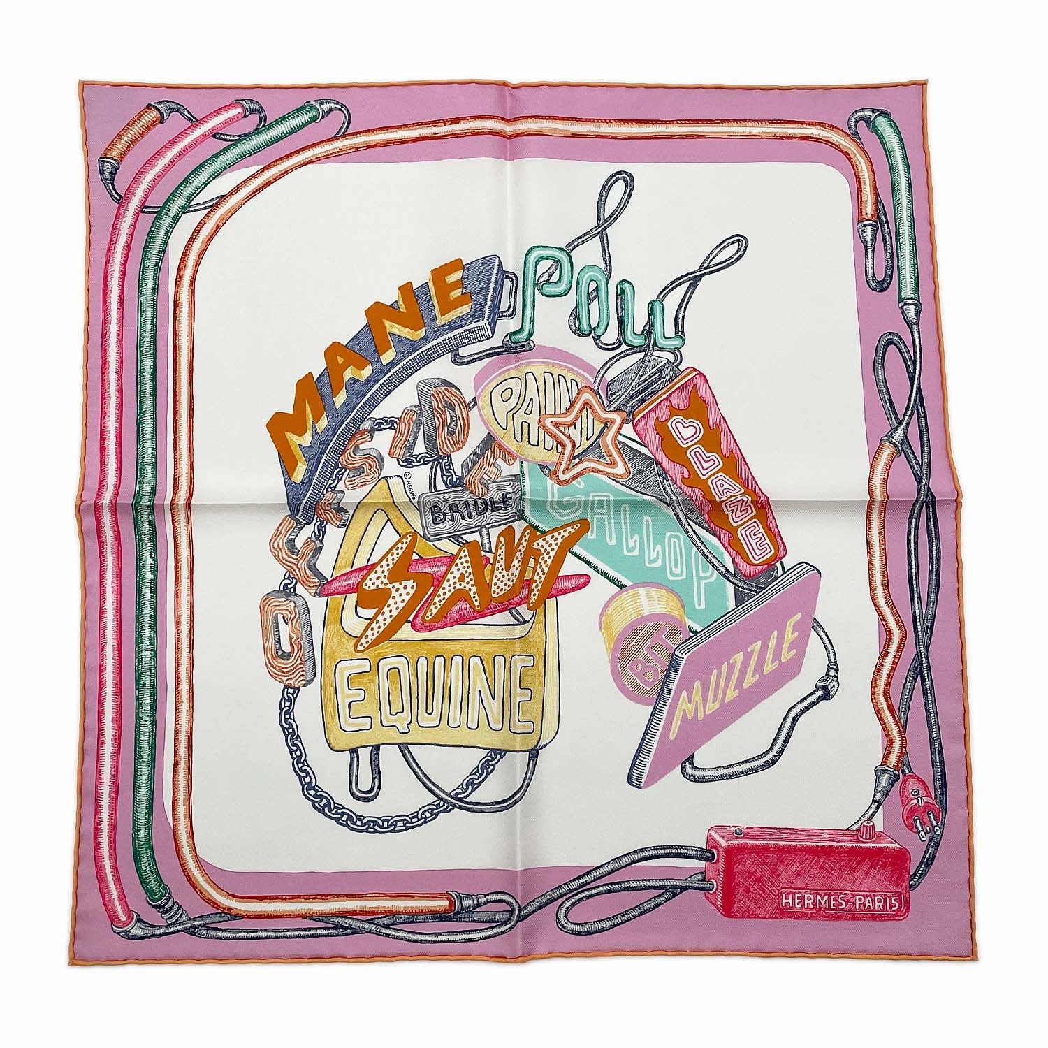 HERMES エルメス ガヴロッシュ42cm シュヴァロスコープネオン スカーフ プチカレ 馬