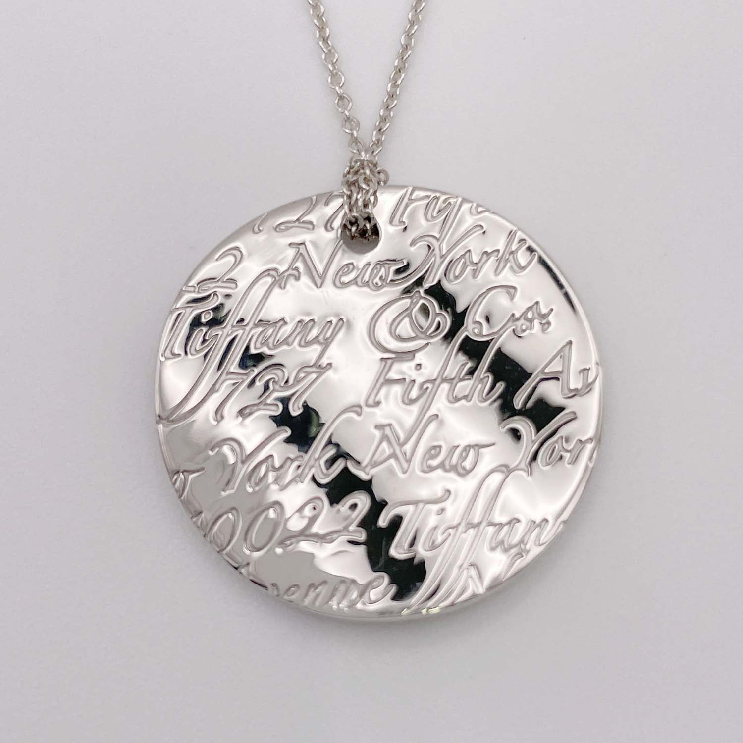 Tiffany&Co. ティファニー ノーツ ネックレス ラウンド プレート  ペンダント SV925 美品
