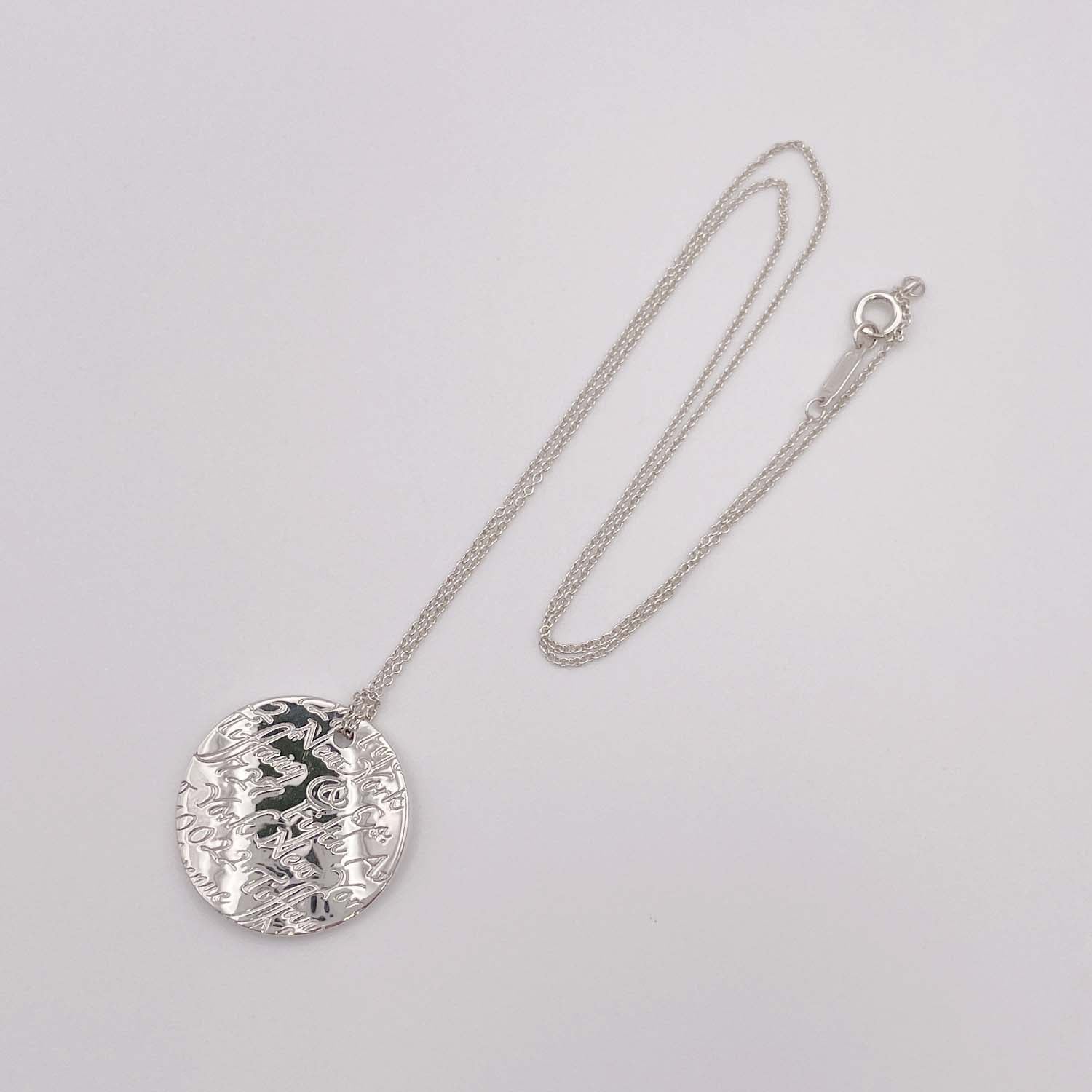 Tiffany&Co. ティファニー ノーツ ネックレス ラウンド プレート  ペンダント SV925 美品