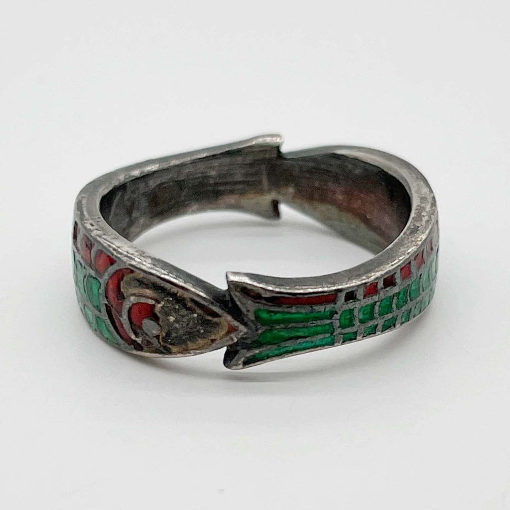 GUCCI グッチ 8.5号 ヴィンテージリング フィッシュ 魚 ウロコ オールド SV925/エナメル