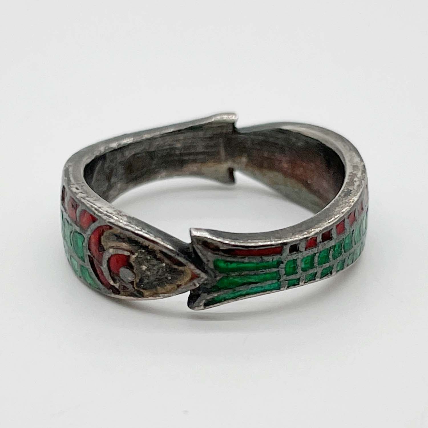 GUCCI グッチ 8.5号 ヴィンテージリング フィッシュ 魚 ウロコ オールド SV925/エナメル