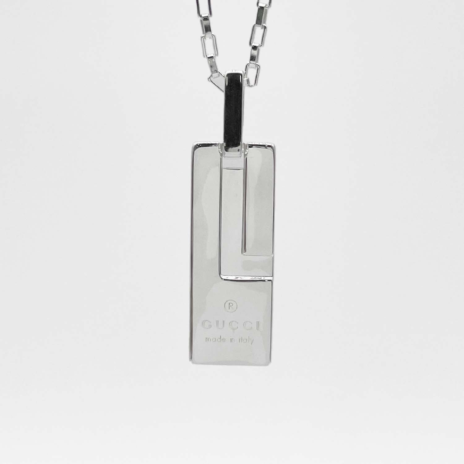 GUCCI グッチ ロゴ プレート ネックレス ペンダント チェーン SV925 新品仕上済
