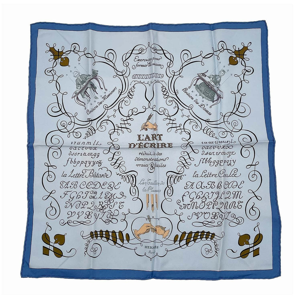 HERMES エルメス スカーフ プチカレ42 L'ART D'ECRIRE 書の芸術 シルク レタリング