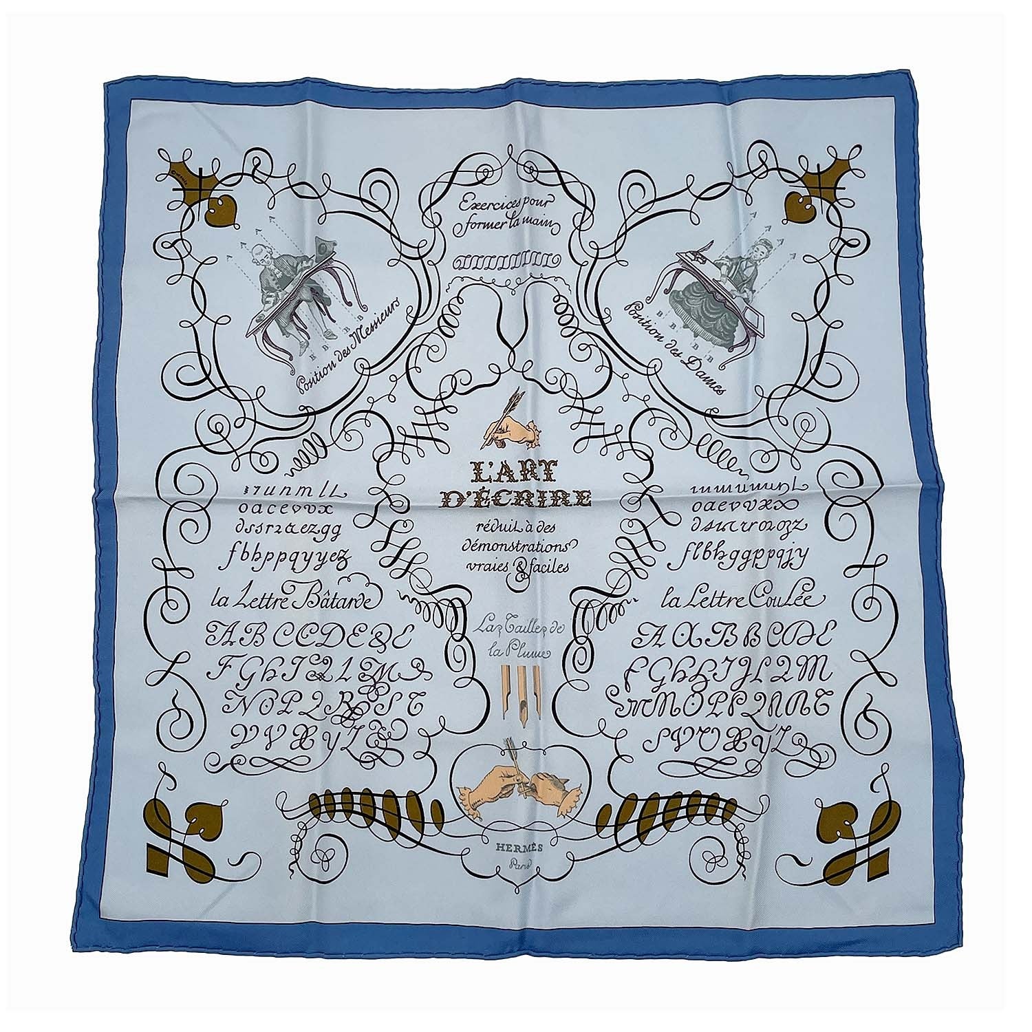 HERMES エルメス スカーフ プチカレ42 L'ART D'ECRIRE 書の芸術 シルク レタリング