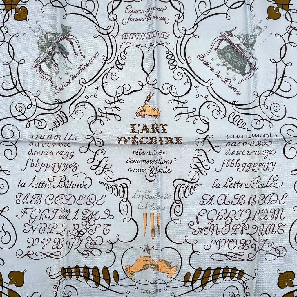 HERMES エルメス スカーフ プチカレ42 L'ART D'ECRIRE 書の芸術 シルク レタリング
