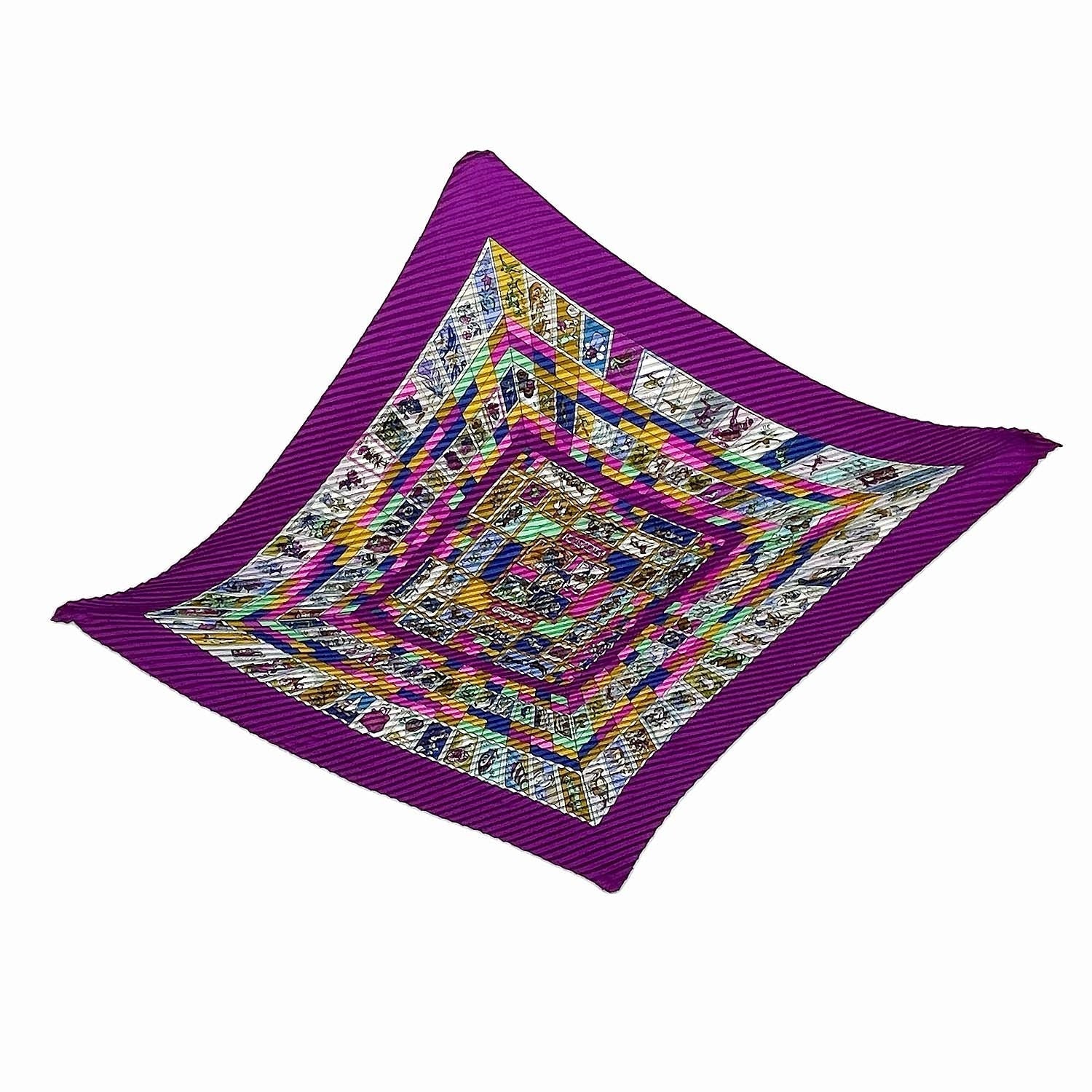 HERMES エルメス プリーツカレ90 CORRESPONDENCE 文通 スカーフ プリセ 切手柄