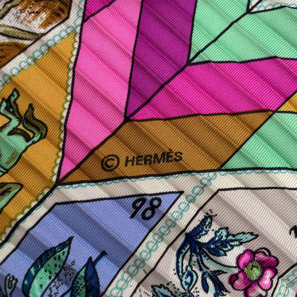 HERMES エルメス プリーツカレ90 CORRESPONDENCE 文通 スカーフ プリセ 切手柄