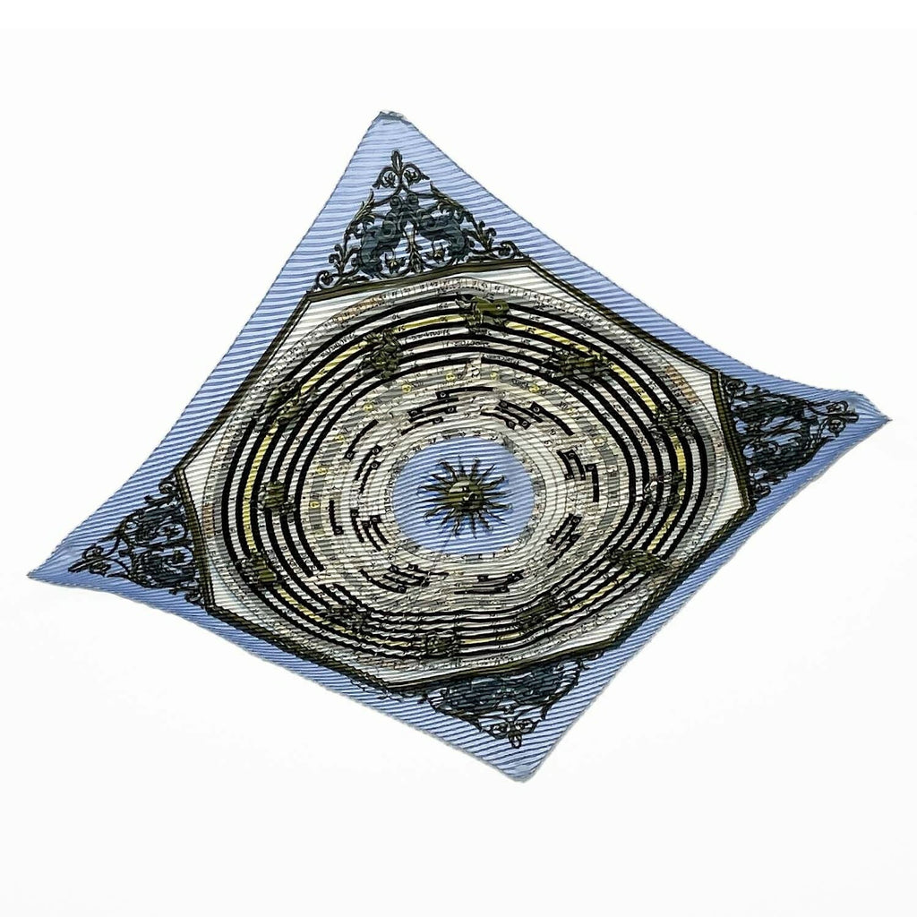 HERMES エルメス プリーツカレ90 DIES ET HORE 占星術 スカーフ プリセ ボーダー