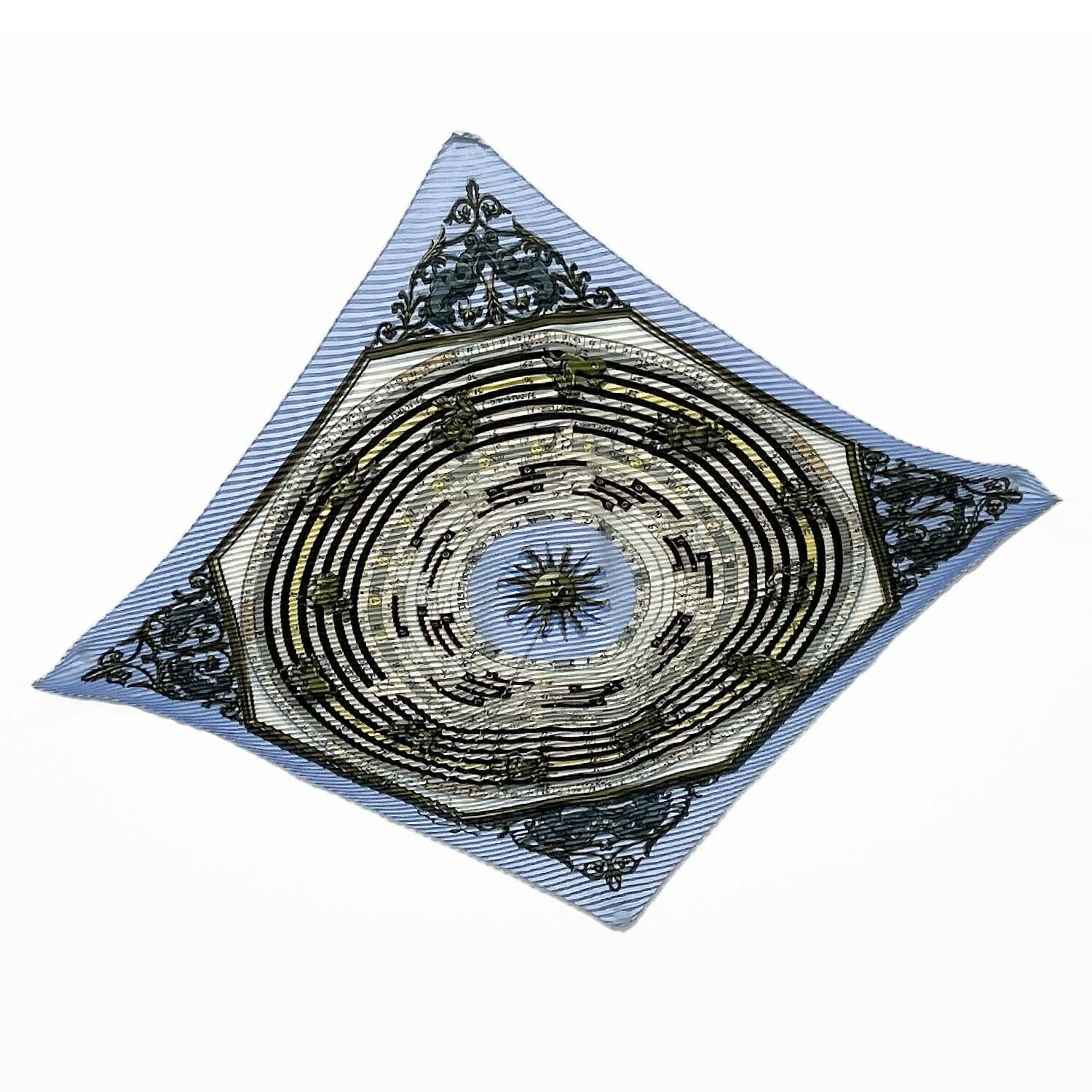 HERMES エルメス プリーツカレ90 DIES ET HORE 占星術 スカーフ プリセ ボーダー