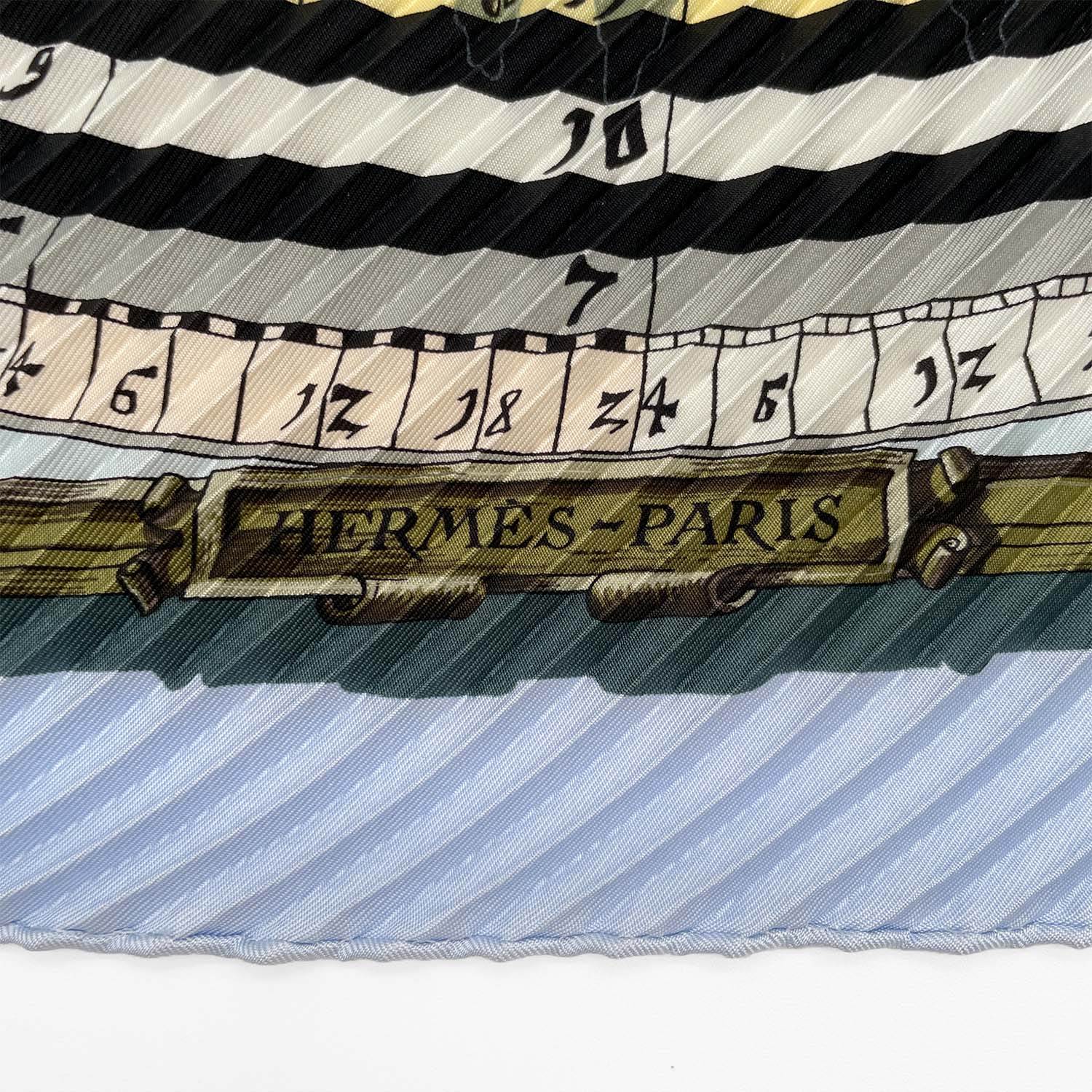 HERMES エルメス プリーツカレ90 DIES ET HORE 占星術 スカーフ プリセ ボーダー