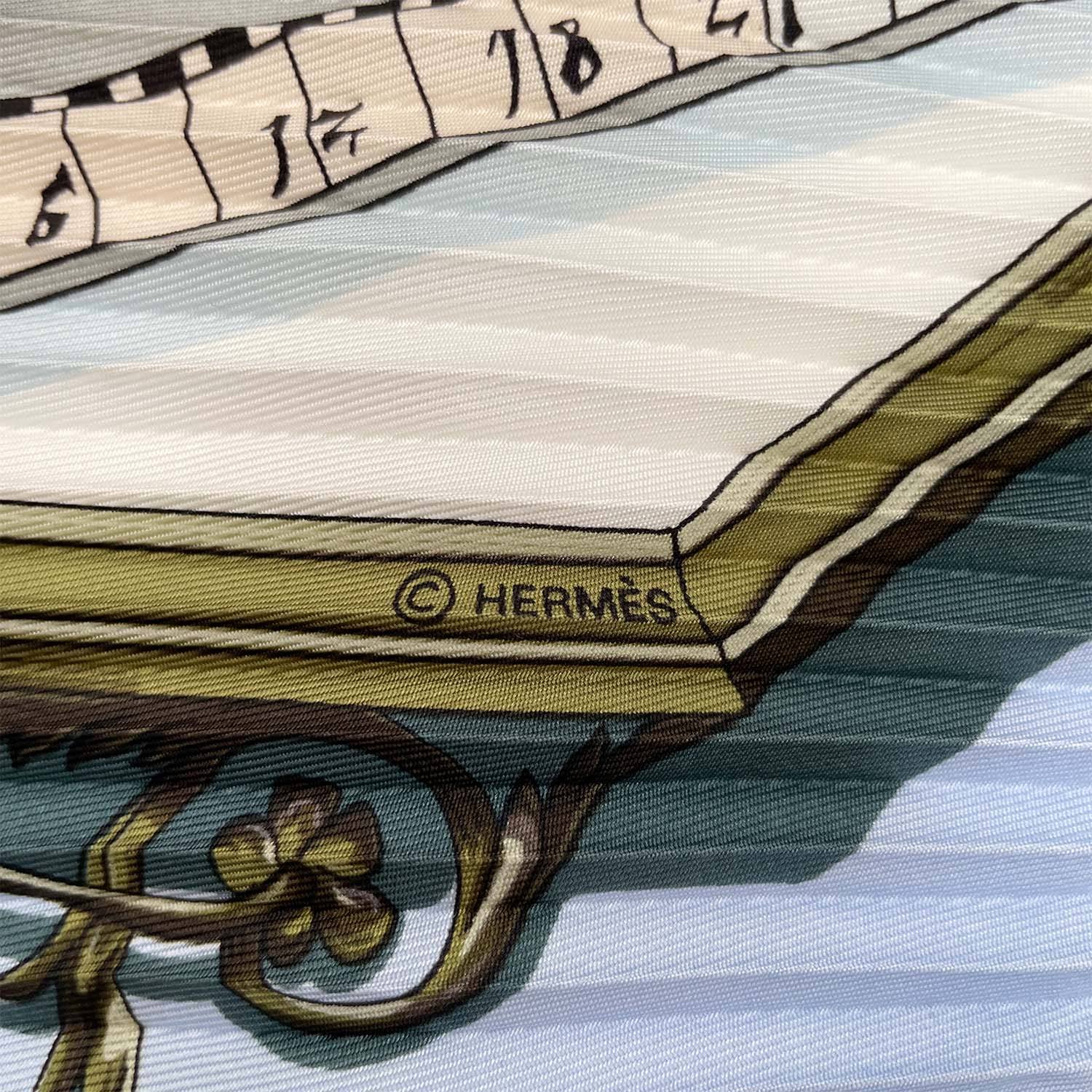 HERMES エルメス プリーツカレ90 DIES ET HORE 占星術 スカーフ プリセ ボーダー