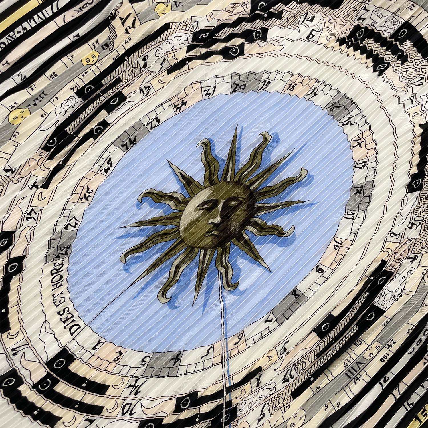 HERMES エルメス プリーツカレ90 DIES ET HORE 占星術 スカーフ プリセ ボーダー