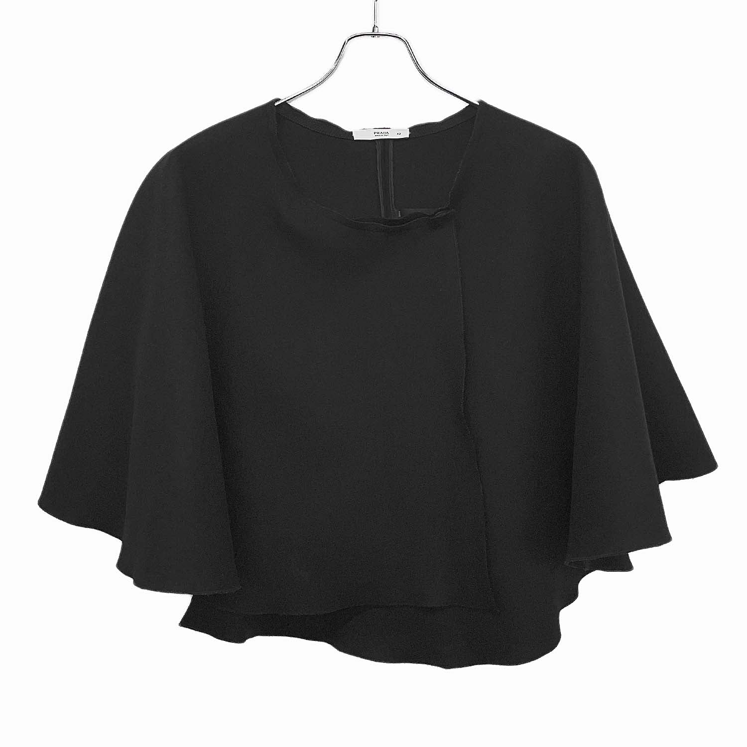 PRADA プラダ ポンチョ サイズ42 ケープ 外套 ウール ブラック