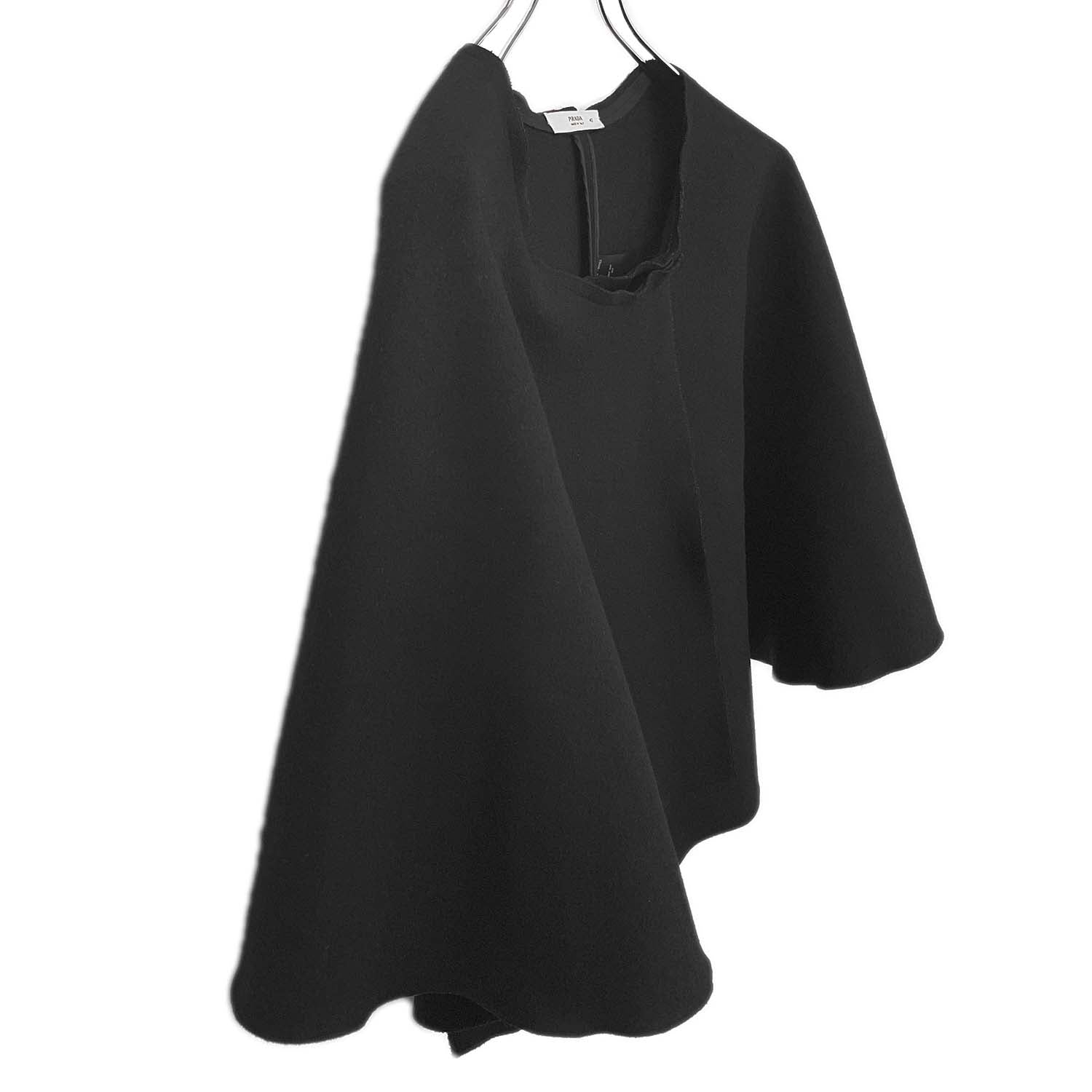 PRADA プラダ ポンチョ サイズ42 ケープ 外套 ウール ブラック