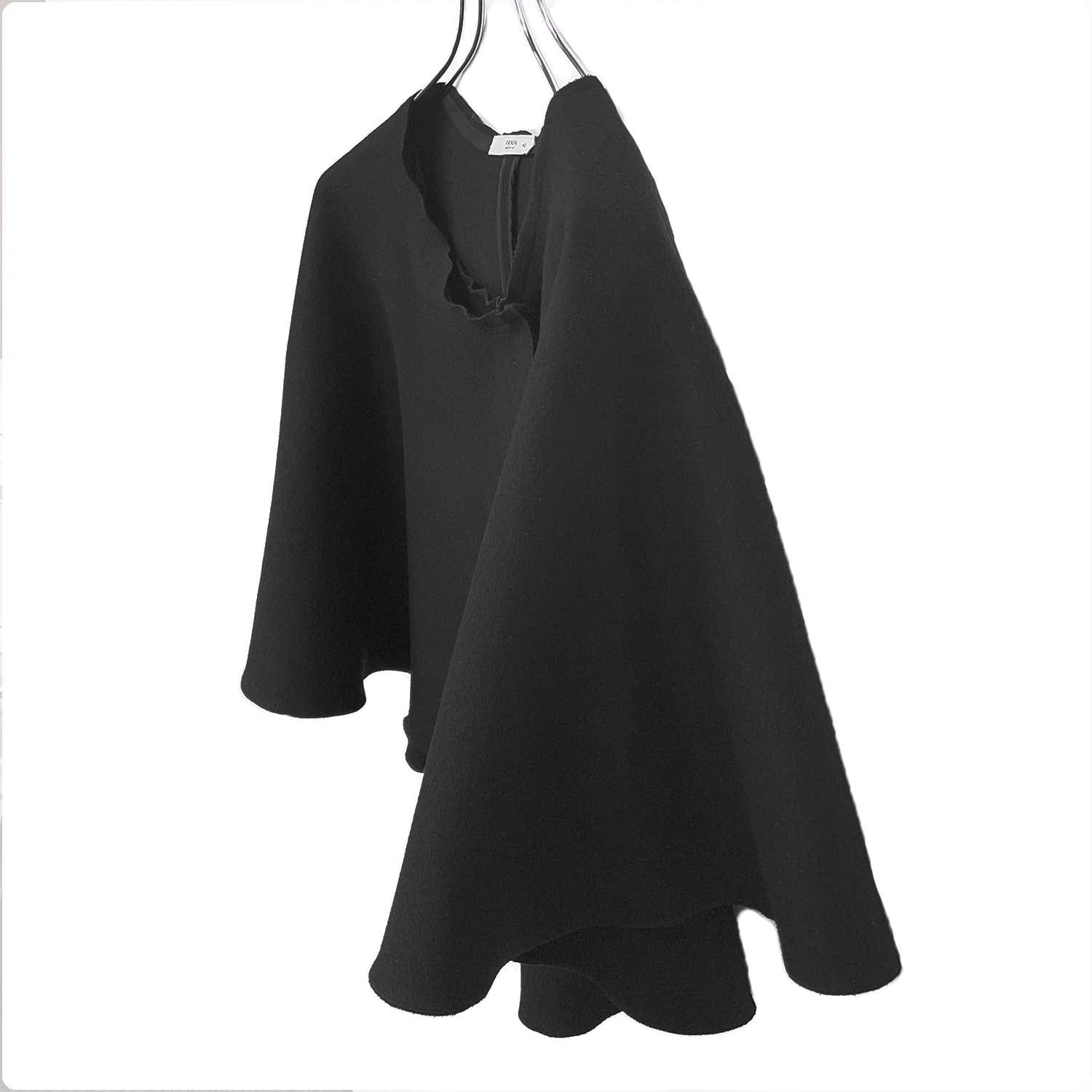 PRADA プラダ ポンチョ サイズ42 ケープ 外套 ウール ブラック