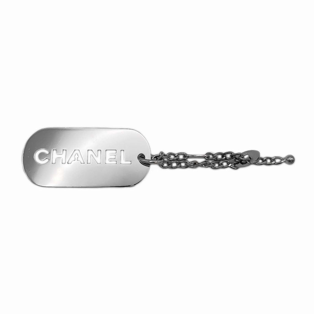 CHANEL シャネル ドッグタグ バッグチャーム ロゴ 04V シルバー